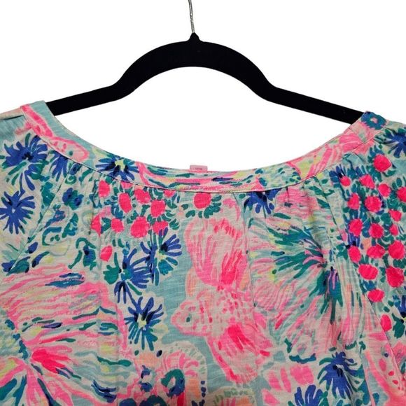 SOLD!!! LILLY PULITZER Del Lago Tunic Dress Cotton Blend Pink and Blue - Small - Picture 4 of 7
